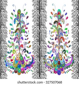 Vector seamless texture with abstract flowers. Endless background. Ethnic seamless pattern. Vector backdrop. Bright pattern. Summer template. Use for wallpaper, pattern fills, web page background
