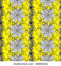 Vector seamless texture with abstract flowers. Endless background. Ethnic seamless pattern. Vector backdrop. Bright pattern. Summer template. Use for wallpaper, pattern fills, web page background
