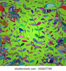 Vector seamless texture with abstract flowers. Endless background. Ethnic seamless pattern. Vector backdrop. Bright pattern. Summer template. Use for wallpaper, pattern fills, web page background