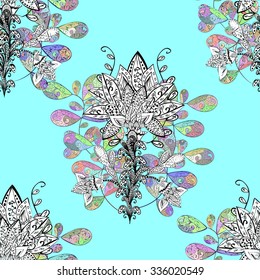 Vector seamless texture with abstract flowers. Endless background. Ethnic seamless pattern. Vector backdrop. Bright pattern. Summer template. Use for wallpaper, pattern fills, web page background