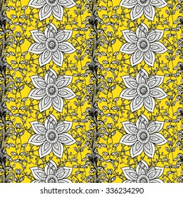 Vector seamless texture with abstract flowers. Endless background. Ethnic seamless pattern. Vector backdrop. Bright pattern. Summer template. Use for wallpaper,pattern fills, web page background