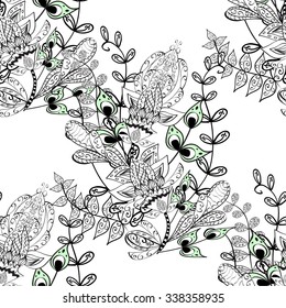 Vector seamless texture with abstract flowers. Endless background. Ethnic seamless pattern. Vector backdrop. Bright pattern. Summer template. Use for wallpaper, pattern fills, web page background