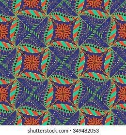 Vector seamless texture with abstract flowers pattern. Endless background. Ethnic seamless pattern. Vector backdrop. Use for wallpaper,pattern fills, web page background