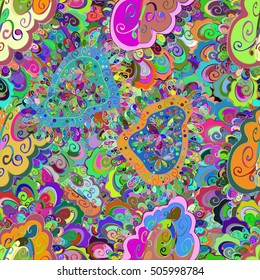 Vector seamless texture with abstract flowers. Endless background. Ethnic seamless pattern. Vector backdrop. Bright pattern. Summer template.