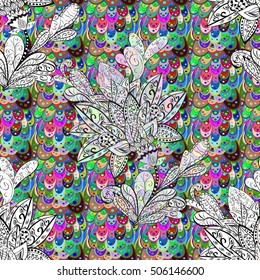 Vector seamless texture with abstract flowers. Endless background. Ethnic seamless pattern. Vector backdrop. Bright pattern. Summer template.