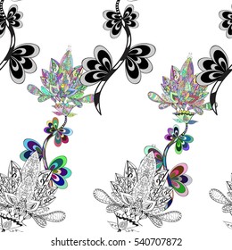 Vector seamless texture with abstract flowers. Endless background. Floral pattern.