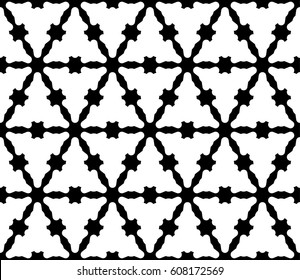 Vector seamless texture, abstract geometric monochrome pattern with smooth triangular grid. Simple black & white background, repeat tiles. Stylish modern design for decor, prints, textile, furniture