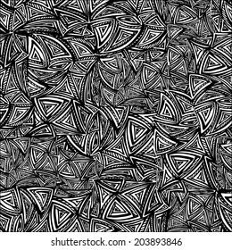 Vector seamless texture with abstract triangles. Endless background. Ethnic seamless pattern. Vector backdrop. Black and white graphics pattern.For wallpaper,pattern fills, fabric ,web page background