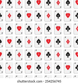 Vector seamless  texture of aces with designer card suits.