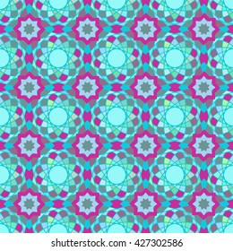 Vector seamless texture. Arabic muslim geometric pattern with mosaic ornaments. Ethnic background to Ramadan and Feast of Breaking the Fast celebration