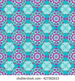 Vector seamless texture. Arabic muslim geometric pattern with mosaic ornaments. Ethnic background to Ramadan and Feast of Breaking the Fast celebration