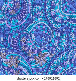 Vector seamless texture background with abstract flowers. Vector illustration