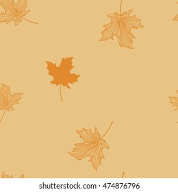 vector seamless texture background of autumn leaves maple
