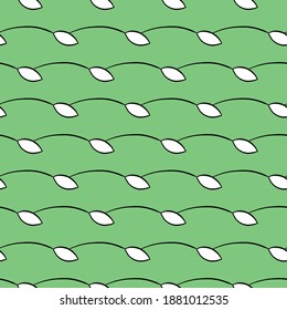 Vector seamless texture background pattern. Hand drawn, green, black and white colors.