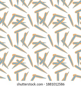 Vector seamless texture background pattern. Hand drawn, blue, orange and white colors.