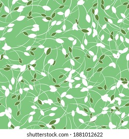 Vector seamless texture background pattern. Hand drawn, green and white colors.