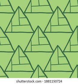 Vector seamless texture background pattern. Hand drawn and green colors.