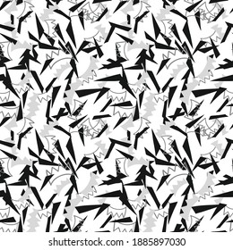 Vector seamless texture background pattern. Hand drawn, black, grey and white colors.