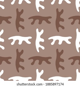 Vector seamless texture background pattern. Hand drawn, brown and white colors.