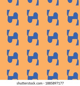 Vector seamless texture background pattern. Hand drawn, orange and blue colors.