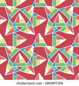 Vector seamless texture background pattern. Hand drawn, red, yellow, green, blue and white colors.
