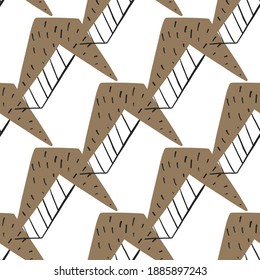 Vector seamless texture background pattern. Hand drawn, brown, black and white colors.
