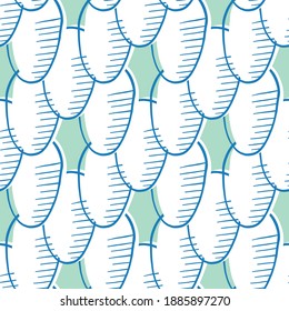 Vector seamless texture background pattern. Hand drawn, blue, green and white colors.