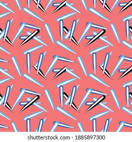 Vector seamless texture background pattern. Hand drawn, red, blue, black and white colors.