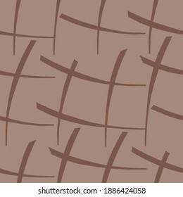 Vector seamless texture background pattern. Hand drawn and brown colors.