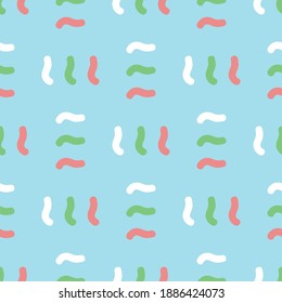 Vector seamless texture background pattern. Hand drawn, blue, red, green and white colors.