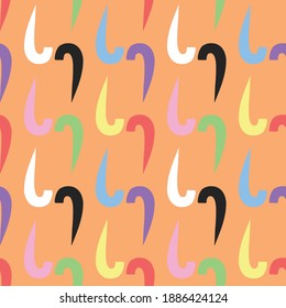 Vector seamless texture background pattern. Hand drawn and colorful on orange background.