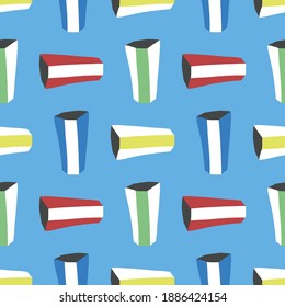 Vector seamless texture background pattern. Hand drawn and colorful on blue background.