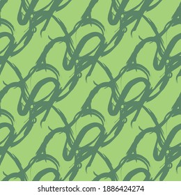 Vector seamless texture background pattern. Hand drawn and green colors.