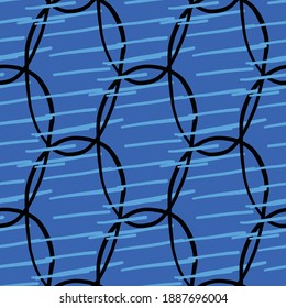 Vector seamless texture background pattern. Hand drawn, blue and black colors.