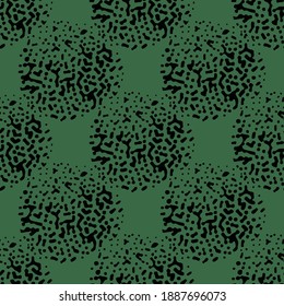 Vector seamless texture background pattern. Hand drawn, green and black colors.
