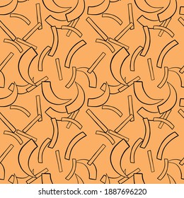 Vector seamless texture background pattern. Hand drawn, orange and black colors.