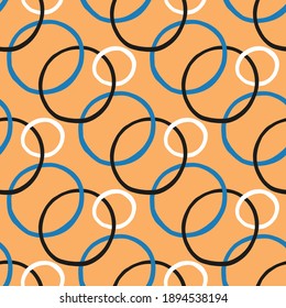 Vector seamless texture background pattern. Hand drawn, orange, blue, black and white colors.