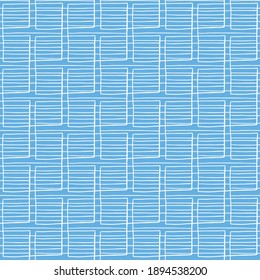Vector seamless texture background pattern. Hand drawn, blue and white colors.