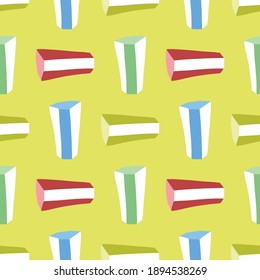 Vector seamless texture background pattern. Hand drawn and colorful on yellow background.