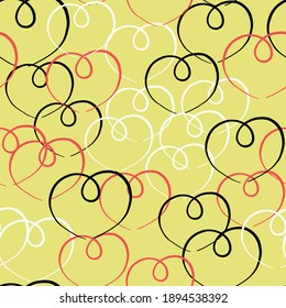 Vector seamless texture background pattern. Hand drawn, yellow, red, black and white colors.