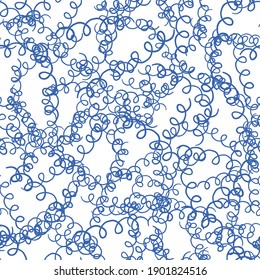 Vector seamless texture background pattern. Hand drawn, blue and white colors.