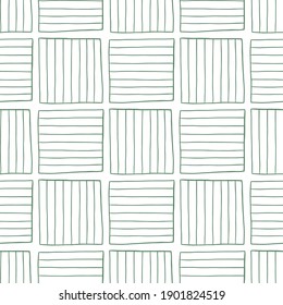 Vector seamless texture background pattern. Hand drawn, green and white colors.
