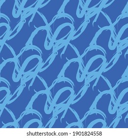 Vector seamless texture background pattern. Hand drawn and blue colors.