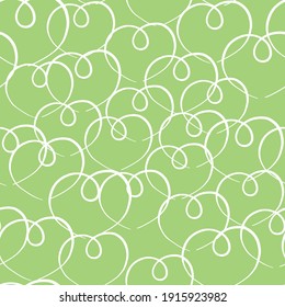 Vector seamless texture background pattern. Hand drawn, green and white colors.