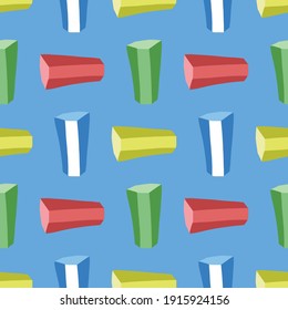 Vector seamless texture background pattern. Hand drawn, green, yellow, red, blue and white colors.