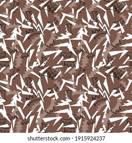 Vector seamless texture background pattern. Hand drawn, brown, black and white colors.