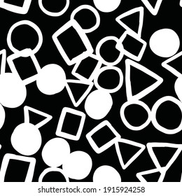 Vector seamless texture background pattern. Hand drawn, black and white colors.