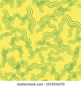 Vector seamless texture background pattern. Hand drawn, yellow and green colors.
