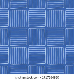 Vector seamless texture background pattern. Hand drawn, blue and white colors.