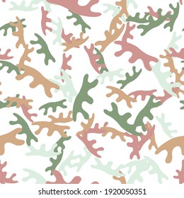 Vector seamless texture background pattern. Hand drawn, green, brown and white colors.
